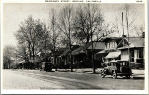 Vtg Residence Street Homes Old Cars Redding California CA Postcard