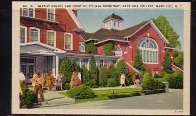  North Carolina postcard Baptist Ch Spilman Dorm Mars Hill