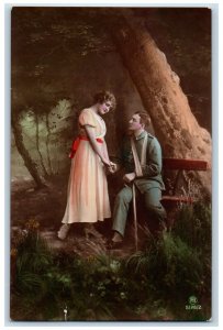 1916 Couple Romance Soldier WWI German RPPC Photo Posted Antique Postcard