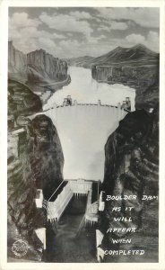 Postcard RPPC Photo Arizona Boulder Dam Frasher Construction 22-14032