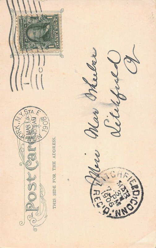 Post Office, Manhattan, New York City, 1898 Postcard used in 1908