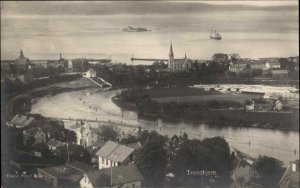 Trondhjem Trondheim Norway Bird's Eye View Real Photo Vintage Postcard