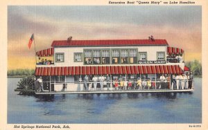 Hot Springs National Park Arkansas Excursion Boat Queen Mary Postcard AA44365