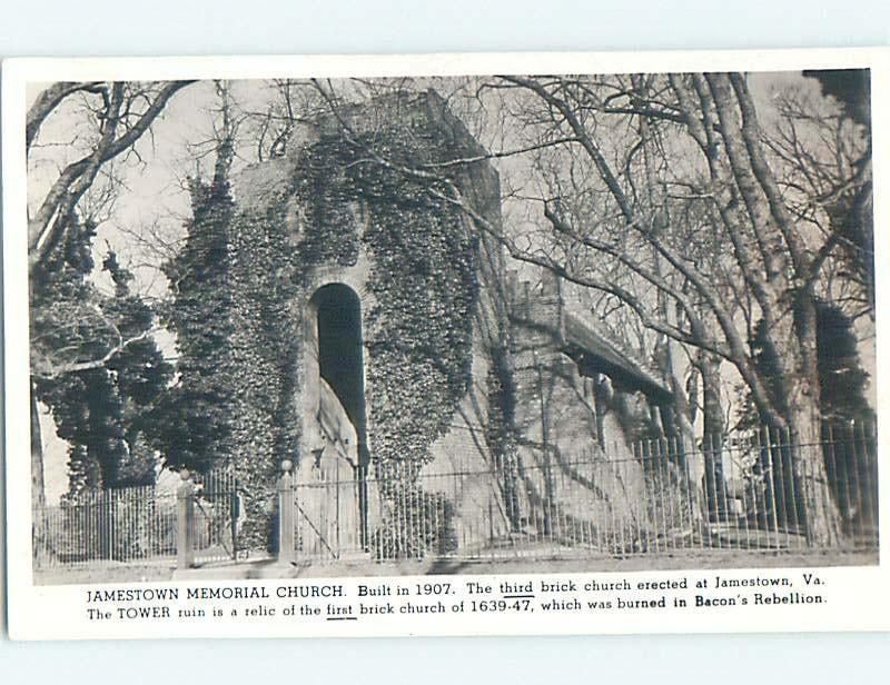 Pre-1942 rppc JAMESTOWN MEMORIAL CHURCH near Newport News Virginia VA HM3458