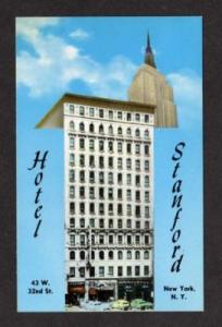 NY View Hotel Stanford NEW YORK CITY NYC Postcard PC