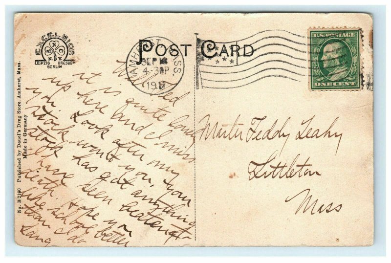 1911 Barn  M. A. C. Amherst MA Postcard Excelsior Germany 