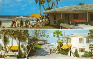 Daytona Beach Florida 1950s Postcard Caribbean Court Motel Multiview