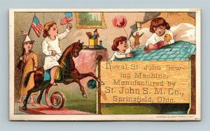 1870's Christmas Morning Children Toys Royal St John Sewing Machine Springfield