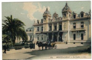 Monaco 1924 Unused Postcard Monte Carlo Casino Horse Carriage Coach Architecture