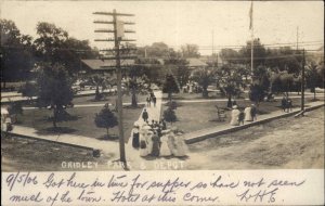Gridley California CA Park & Depot Train Station Real Photo Postcard