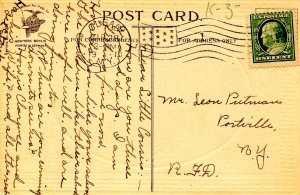 Greeting - Easter.  (dressed rabbit & chick)