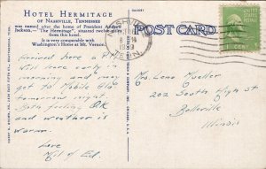 Hotel Hermitage Nashville TN Postcard PC479