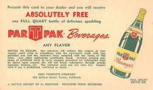 Par T Pak Beverages Coupon Advertising Antique Postcard (J32712) 