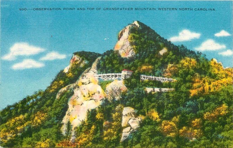 Observation Point on Grandfather Mountain Western North Carolina NCPostcard