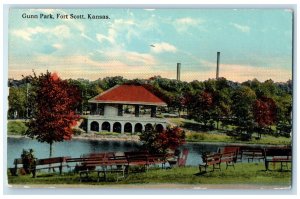 1913 Gunn Park Exterior Building River Lake Fort Scott Kansas Vintage Postcard