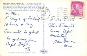 Montauk Long Island New York Charter Boat Dock Vintage Postcard AA74659