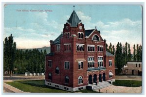 1913 Post Office Building Tower Clock Carson City Nevada NV Antique Postcard