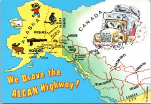 Postcard Alaska Map - We drove the Alcan Highway