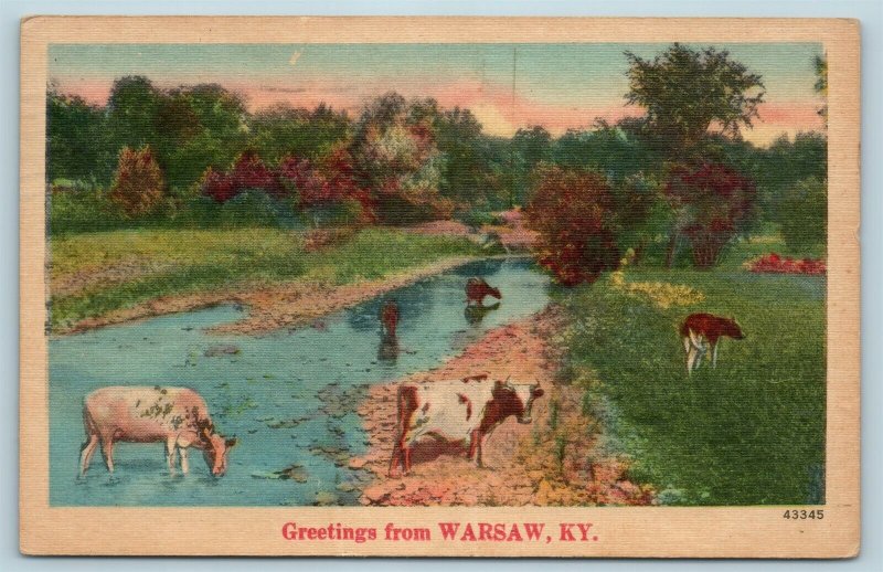 Postcard KY Scenic Greetings From Warsaw Kentucky c1940s Linen AG12