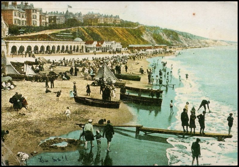 United Kingdom Post card - East Cliff and Beach, Bournemouth, used