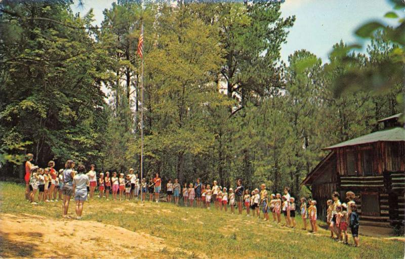 Camp Winnataska Alabama Chico Camp Flag Pole Pledge Vintage Postcard K29016