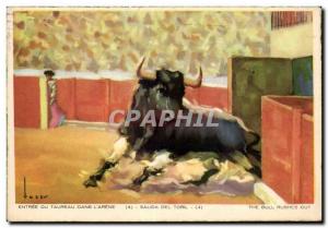 Old Postcard Bullfight Entree Du Bull In The Arena Salida Del Toril