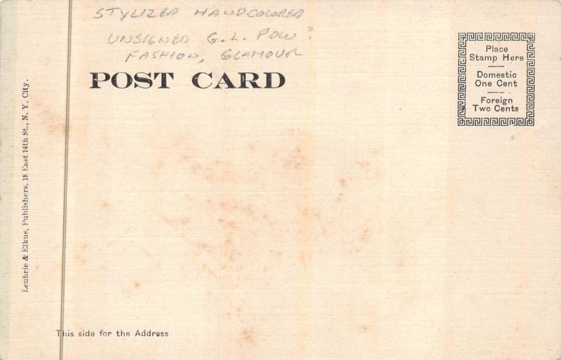 WOMEN GLAMOUR HAND COLORED POSTCARD (c. 1905)