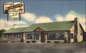 BEL AIR MD Brownie Log Cabin Drive In Restaurant Old Linen Postcard