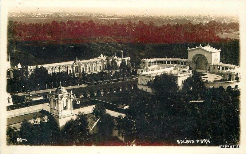 1920s San Diego California Balboa Park aerial View RPPC Real photo 330 