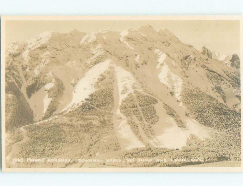 1950's rppc SKIING - MOUNT NORQUAY DOWNHILL SKI SLOPES Banff Alberta AB W0931