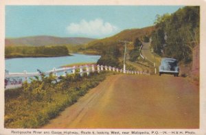 Classic Car at Restigouche River Gaspe Highway Canada Old Postcard