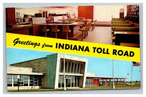 Vintage 1960's Postcard - Greetings From Indiana Toll Road - Mid Century NICE