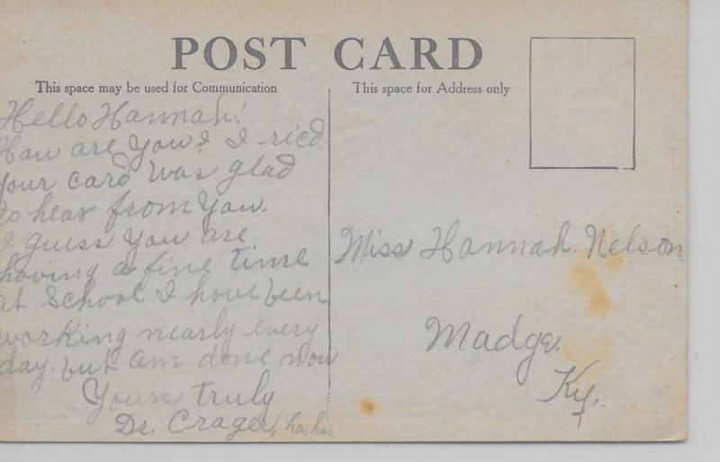 Mattie Kentucky A Note From attached envelope glittered antique pc Z44005