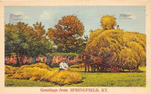 E22/ Springfield Kentucky Ky Postcard 1940 Linen Greetings from Springfield