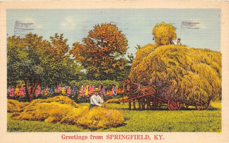 E22/ Springfield Kentucky Ky Postcard 1940 Linen Greetings from Springfield