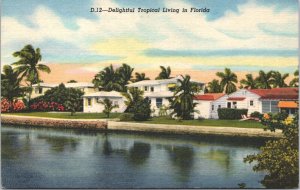 USA Delightful Tropical Living in Florida Linen Postcard 05.19