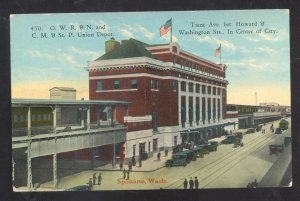 SPOKANE WASHINGTON RAILROAD DEPOT TRAIN STATION VINTAGE POSTCARD 1910