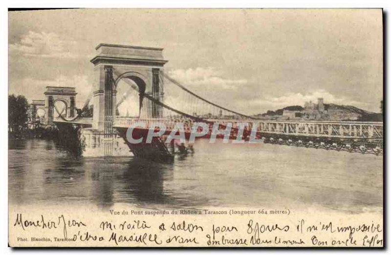 Old Postcard View of Rhone Tarascon Suspension Bridge in Tarascon (length 664...
