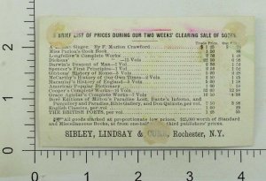 1870's Clearing Book Sale Prices On Back Darwin's Descent Of Man P109