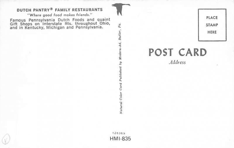 Dutch Pantry Family Restaurants Misc, Ohio OH Postcard