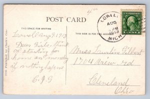 J94/ Lowell Michigan Postcard c1910 Union School Building 379