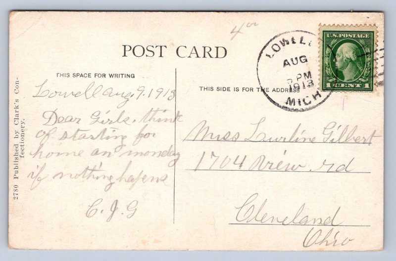 J94/ Lowell Michigan Postcard c1910 Union School Building 379