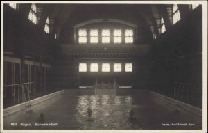 Schwimmbad Germany Ragaz Indoor Swimming Pool Vintage RPPC Postcard