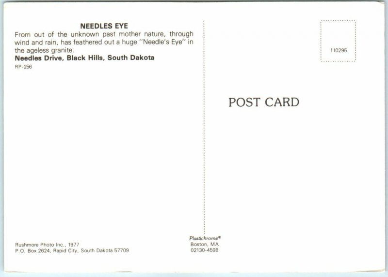 Postcard - Needles Eye - Black Hills, South Dakota 