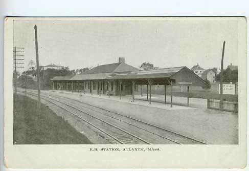 Atlantic MA Railroad Station Depot Postcard