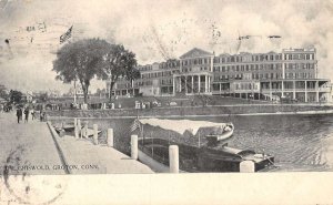 Groton Connecticut water front scene at The Griswold hotel antique pc ZE686182