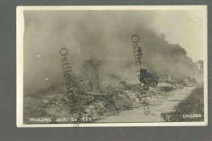 Waucoma IOWA RPPC 1923 FIRE Flames DISASTER nr New Hampton Fort Atkinson Calmar