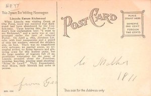 Abraham Lincoln Entering April 4, 1865 Richmond, Virginia, USA Writing on back 