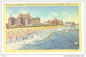 Ocean Scene showing Traymore, Chalfonte and Haddon Hall Hotels, and Piers, At...