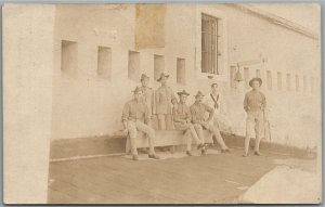 AMERICAN NAVY SAILORS in CUBA 1908 ANTIQUE REAL PHOTO POSTCARD RPPC